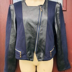 Plus Size 4X Moto Faux Leather Blue Black Jacket